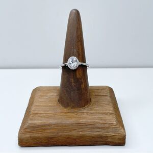 NEW STERLING SILVER | Oval Simulated Diamond Halo Ring